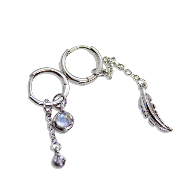 Feather Moon Stone Earrings