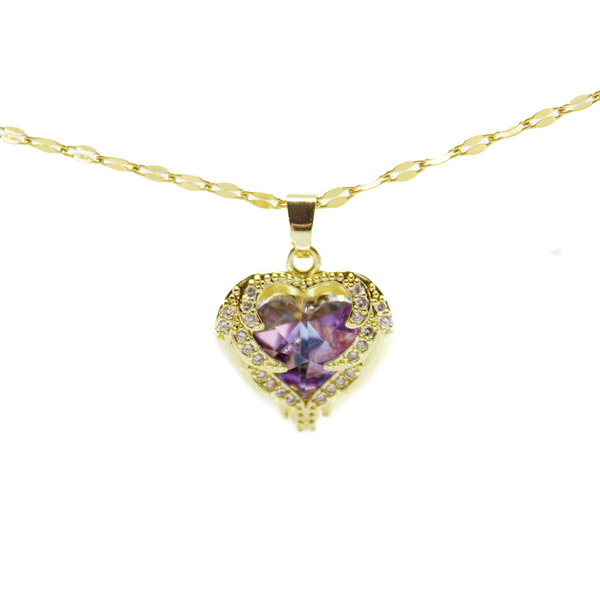 Gold Crystal Heart Necklace