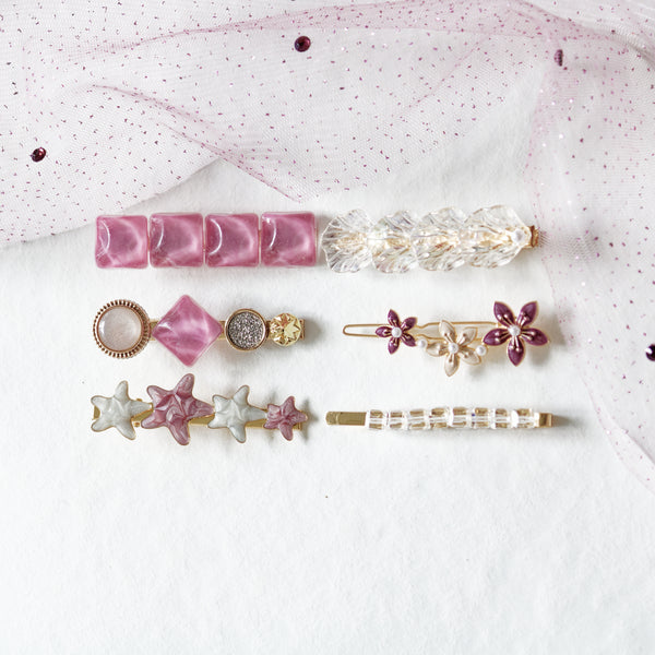 Sapphire Floral & Stars Hair Clips Set