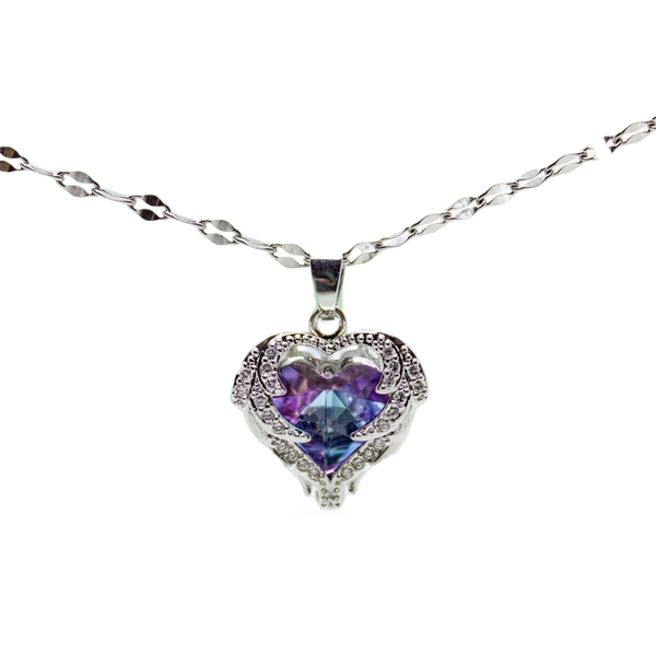 Silver Crystal Heart Necklace