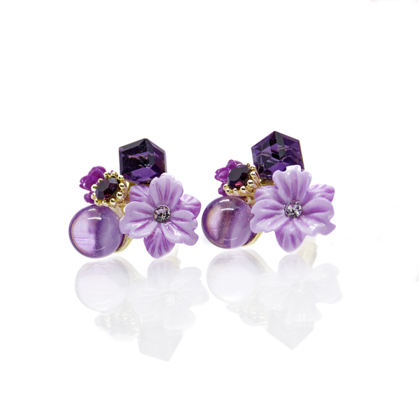 Violet Flower Earrings